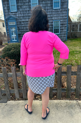 Beachtime by Lulu B Black and Stone Flower 2-Pocket Skort