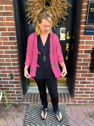 Lulu B Mesh Bright Hot Pink Cardigan