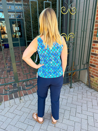 Beachtime by Lulu B Blue Window Pane Basic Tank