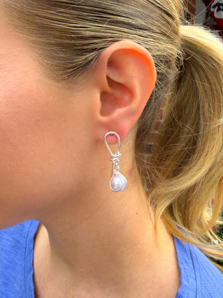 Silver Pearl Knot Earrings