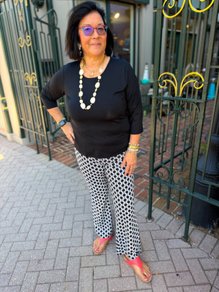 Lulu B Black and Stone Geometric Link Pant
