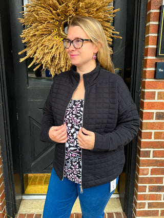 Beachtime by Lulu B Black Quilted Full Zip Jacket