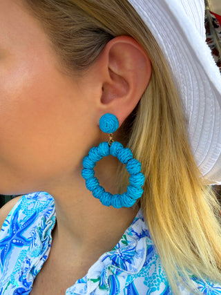 Wrapped Bead Ball Earrings Teal