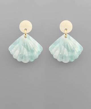 Acetate Shell Dangle Earrings Mint