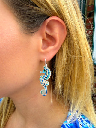 Blue Seahorse Earrings