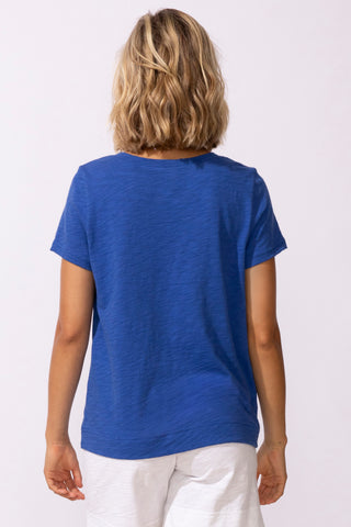 Escape by Habitat Resort Blue Cotton V-Neck Tee