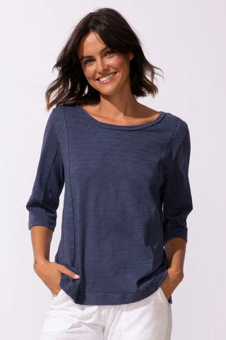 Escape by Habitat Navy Cotton Seamed Elbow Tee