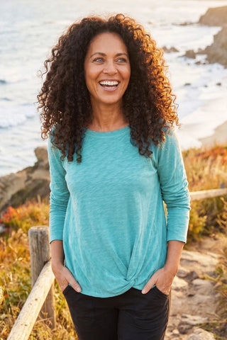Escape by Habitat Teal Twist Cotton Pullover Tee