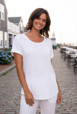 Escape by Habitat White Cuff Sleeve Tee