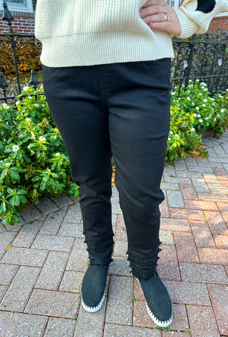 Lulu B Denim Fringe Pant Black