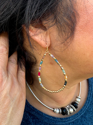 Multi Beaded Teardrop Earrings