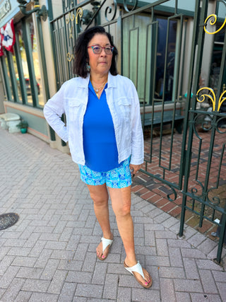 Lulu B Coastal Fish UPF 50+ 5" Shorts with Pockets