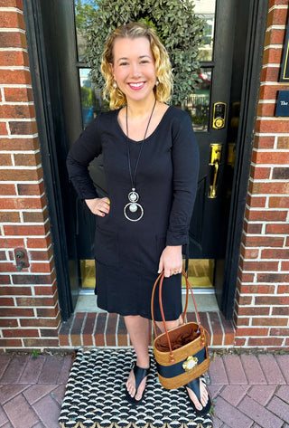 black cotton dress with 3 4 sleeves VEKDONE Womens Cotton Linen Midi Dress 3/4 Sleeve Crewneck Smocked Waist A Line Dresses Summer Loose Fit Pleated Flowy Casual Dress Black L