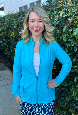 Lulu B Clear Turquoise Full Zip Jacket