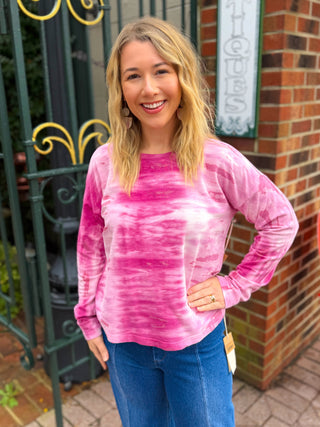 Escape by Habitat Fuchsia Tie Dye Modal Sunset Pullover