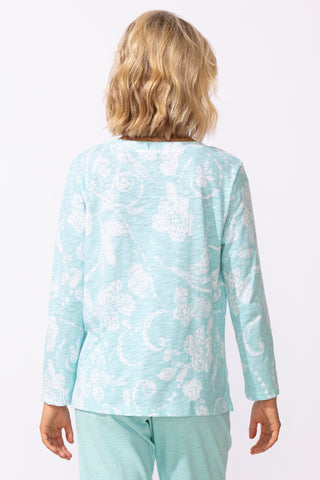 Escape by Habitat Mint Scroll V-neck Tee