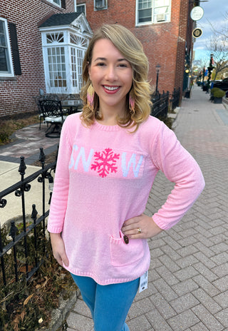 Lulu B Seaglass Pink Snow Chenille Sweater