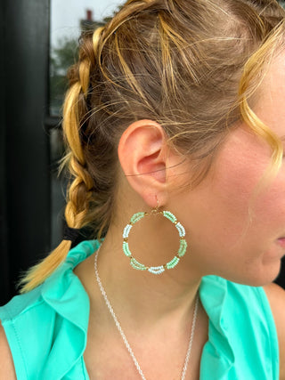 Pale Green Beaded Earrings