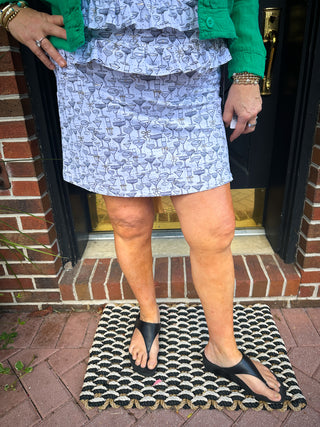 Lulu B White and Gold Cocktails Zip Skort