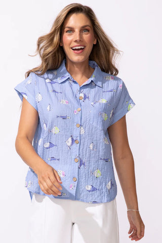 Escape by Habitat Gone Fishing Button Down Short Sleeve Shirt