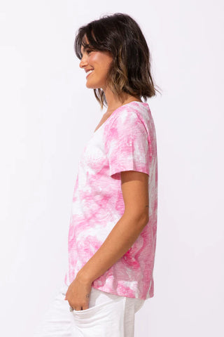 Escape by Habitat Women's Cotton V-neck Tee - Cosmo Pink Marble