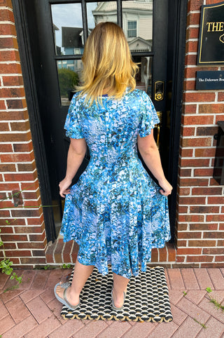 Tango Mango Rippling Waters Short Sleeve Bubble Hem Dress