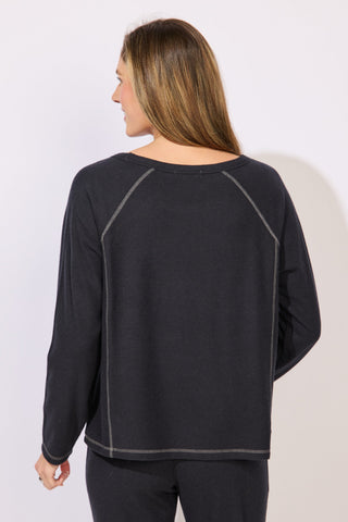 Escape by Habitat Black Cozy Knit Raglan Scoop Neck Top 2