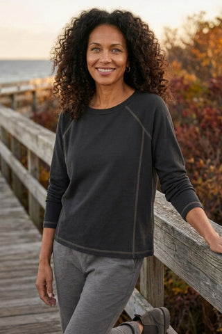 Escape by Habitat Black Cozy Knit Raglan Scoop Neck Top 3