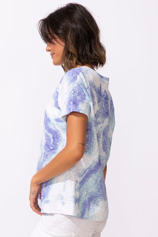 Escape by Habitat Ocean Marble Baja Blue V-neck Tee