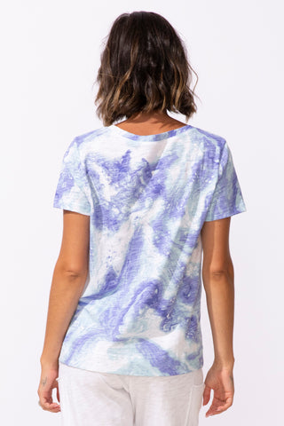 Escape by Habitat Ocean Marble Baja Blue V-neck Tee
