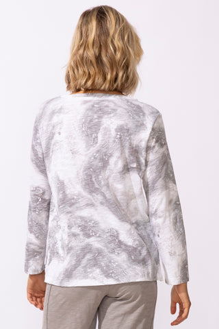 Escape by Habitat Ocean Marble Fog Step Hem Boxy Tee
