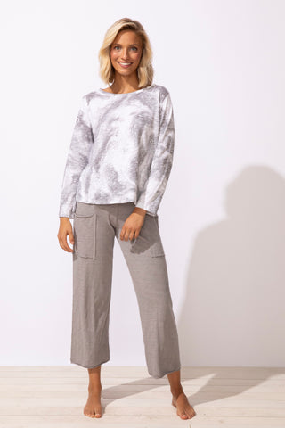 Escape by Habitat Ocean Marble Fog Step Hem Boxy Tee