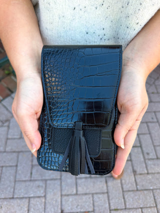 Harper Crossbody Bag Black Croc