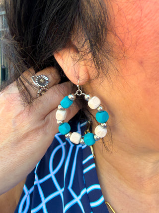 Turquoise and White Multi Earrings