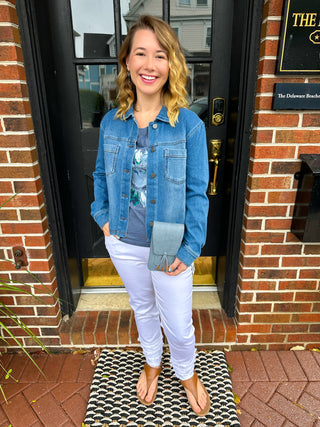 Escape by Habitat Denim Sunflower Step Hem Boxy Tee