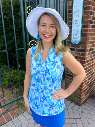 Lulu B White Ribbon Fabric Sun Hat