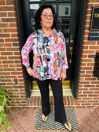 Tango Mango Abstract Energy Wire Collar Swing Top