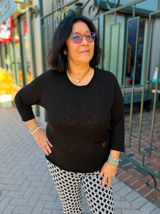 Lulu B Black Lightweight Sweater with Pocket