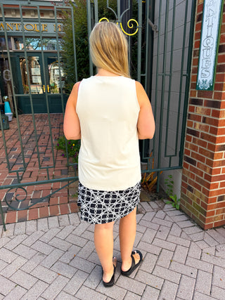 Lulu B Black and Stone Loops UPF 50+ Zip Skort