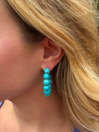 Turquoise Beaded Hoop Earrings