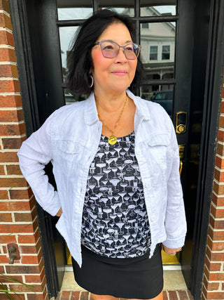 Lulu B Black and White Cocktails Basic Tank