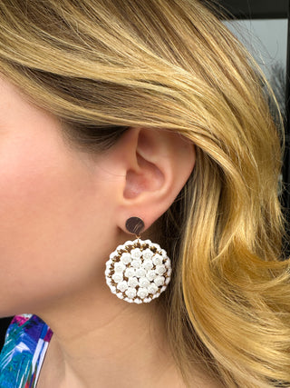 White Circle Earrings