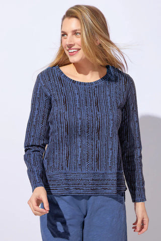 Escape by Habitat Denim Woodblock Step Hem Boxy Tee