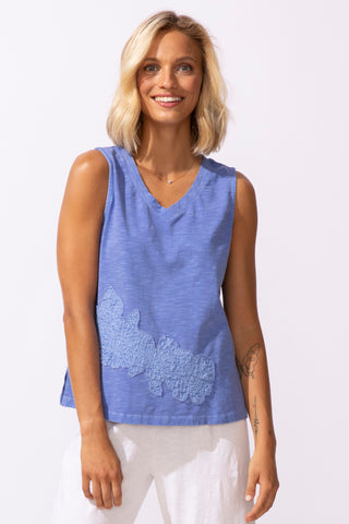 Escape by Habitat Baja Blue Flower Embroidered Tank