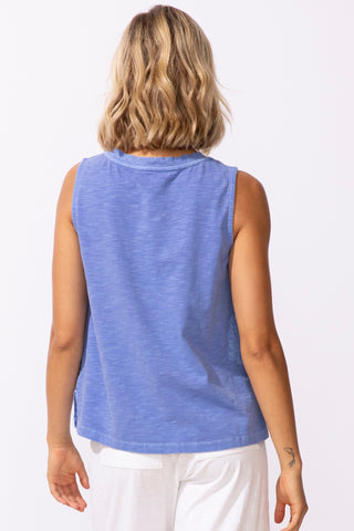 Escape by Habitat Baja Blue Flower Embroidered Tank