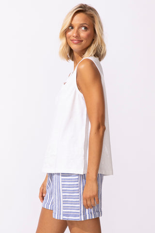 Escape by Habitat White Flower Embroidered Tank