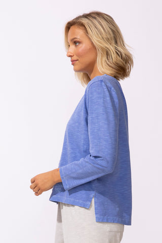 Escape by Habitat Baja Blue Embroidered Step Hem Boxy Tee