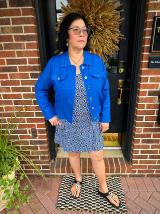 Lulu B Blue Geometric Cha Cha Dress