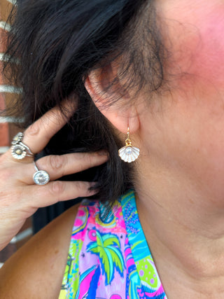 Cream and Gold Shell Earrings