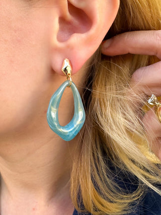 Blue and Gold Abstract Earring